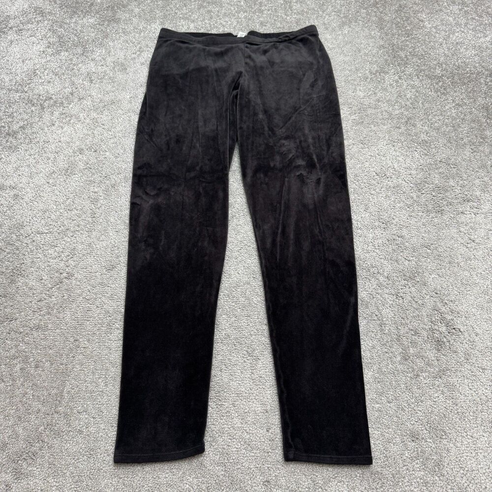 Felina Plush Velour Pull On Lounge Leggings Pants Womens XL Black Stretch Casual